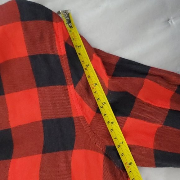 Aerie Soft Red + Black Plaid Cotton Shirt- S - Picture 8 of 16
